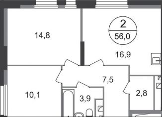 Продается 2-ком. квартира, 56 м2, Московский, ЖК Первый Московский