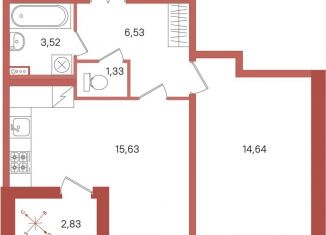 Продаю однокомнатную квартиру, 43.1 м2, Ленинградская область