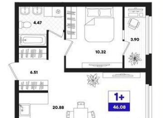 Продам 1-ком. квартиру, 46.1 м2, Тюмень