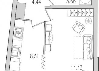 Продается 1-ком. квартира, 36.4 м2, Санкт-Петербург, улица Кустодиева, 5к1, муниципальный округ № 15