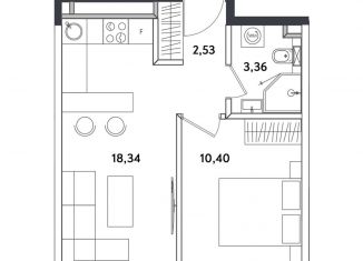 2-ком. квартира на продажу, 35.3 м2, Москва, Окружной проезд, 10Б, ЖК Измайловский Парк