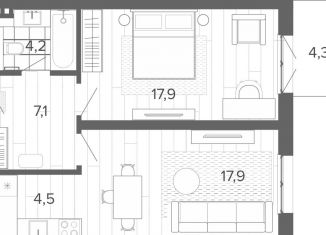 2-комнатная квартира на продажу, 52.9 м2, Алтайский край, Змеиногорский тракт, 35Бк2