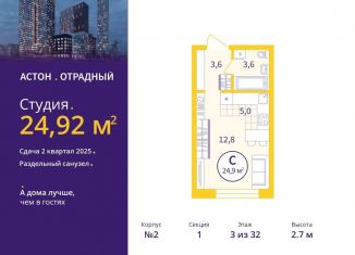 Продажа квартиры студии, 24.9 м2, Екатеринбург, улица Репина, 111, метро Геологическая