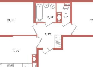 Продам двухкомнатную квартиру, 51.4 м2, Сертолово