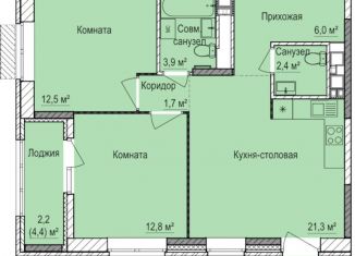 Продажа 2-ком. квартиры, 60.9 м2, Удмуртия