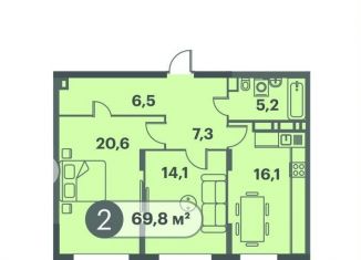 Продажа 2-комнатной квартиры, 69.8 м2, Красноярский край