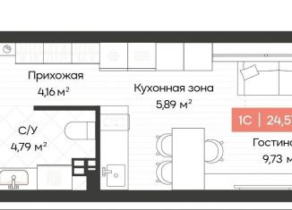 Квартира на продажу студия, 24.6 м2, Новосибирская область, Ленинградская улица, 342