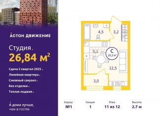 Продам квартиру студию, 26.8 м2, Екатеринбург, Проходной переулок, 1А, Железнодорожный район