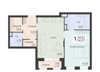 Продаю 1-ком. квартиру, 54.1 м2, Воронеж, Левобережный район