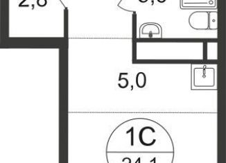 Квартира на продажу студия, 24.1 м2, Московский, ЖК Первый Московский, 7-я фаза, к2