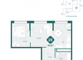 Продается 2-комнатная квартира, 46.7 м2, Тюмень