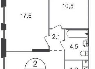 Продам двухкомнатную квартиру, 58.4 м2, Москва