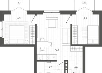 Продаю 3-комнатную квартиру, 48 м2, Алтайский край, Змеиногорский тракт, 35Бк2