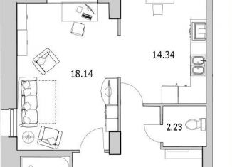 Продам 1-комнатную квартиру, 51 м2, Санкт-Петербург, метро Озерки, улица Кустодиева, 7к1