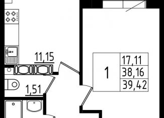 Продается 1-комнатная квартира, 39.4 м2, село Русско-Высоцкое