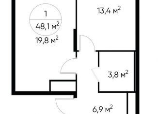 Продажа однокомнатной квартиры, 48.1 м2, Москва