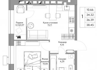 Продаю 1-ком. квартиру, 38.5 м2, Калужская область