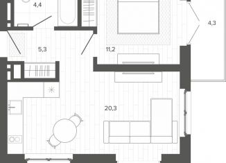 Продаю 2-ком. квартиру, 43.8 м2, Алтайский край, Змеиногорский тракт, 35Бк2