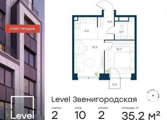 Продается 2-комнатная квартира, 35.2 м2, Москва, СЗАО, жилой комплекс Левел Звенигородская, к2