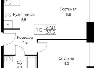 Продам однокомнатную квартиру, 37.5 м2, Москва, ЮЗАО, улица Намёткина, 10Д