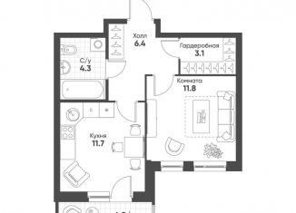 Продажа 1-ком. квартиры, 39.3 м2, Екатеринбург