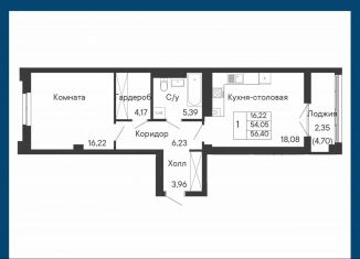 Продаю однокомнатную квартиру, 56.4 м2, Ростов-на-Дону, Бориславский переулок, 47