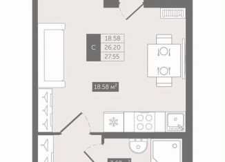Продам квартиру студию, 27.6 м2, деревня Новое Девяткино