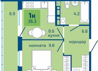 Продажа 1-ком. квартиры, 36.3 м2, Пермь
