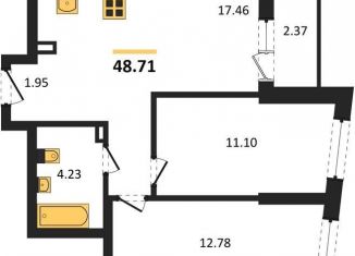 Продаю 2-ком. квартиру, 48.7 м2, Екатеринбург, Ленинский район
