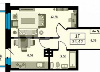 Продам 1-ком. квартиру, 35 м2, Ростов-на-Дону, улица Ларина, 45с6, Ворошиловский район