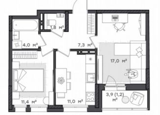 Продается 2-ком. квартира, 52.9 м2, Ярославль, Тутаевское шоссе, 93Б