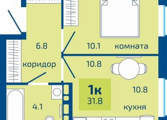 Продается 1-комнатная квартира, 31.8 м2, Пермь