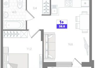 Продаю 1-ком. квартиру, 38.8 м2, Тюмень