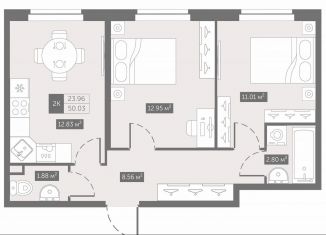 Продам 2-ком. квартиру, 50 м2, Санкт-Петербург