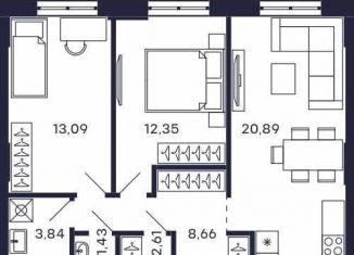 2-ком. квартира на продажу, 62.9 м2, Красногорск, жилой комплекс Тетрис, к8, ЖК Тетрис