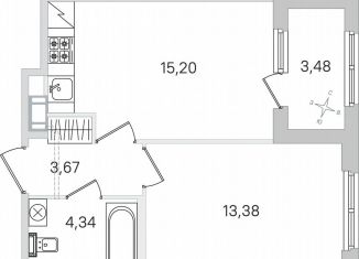Продажа 1-ком. квартиры, 38.3 м2, Пушкин