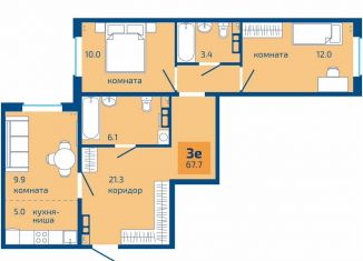 Продажа трехкомнатной квартиры, 67.7 м2, Пермь