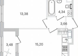 Продажа однокомнатной квартиры, 38.3 м2, Пушкин