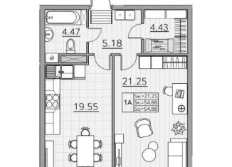 Продаю 1-ком. квартиру, 54.9 м2, Казань, улица Генерала Ерина, 5Д