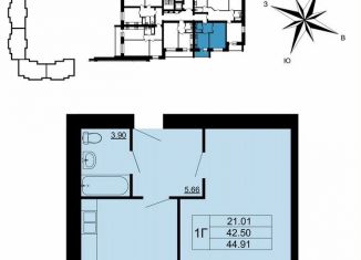 Продаю однокомнатную квартиру, 44.9 м2, Владимир, улица Родионовка, 6