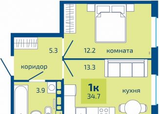 1-ком. квартира на продажу, 34.7 м2, Пермь