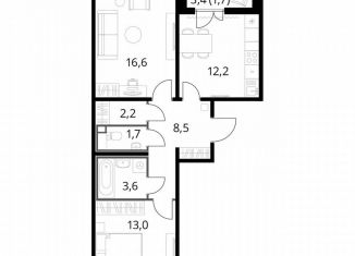 Продается двухкомнатная квартира, 58.8 м2, Люберцы, ЖК 1-й Лермонтовский, Рождественская улица, 8