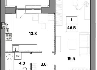 Продажа 1-комнатной квартиры, 46.5 м2, Ярославль, улица Шевелюха, 128