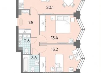 2-ком. квартира на продажу, 60.4 м2, Москва, ЖК Зиларт, 21/22, метро ЗИЛ