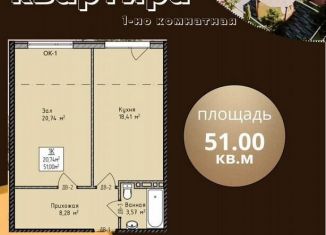 1-ком. квартира на продажу, 52 м2, Махачкала, улица Магомедтагирова, 190