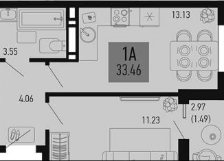 Продаю 1-комнатную квартиру, 33.5 м2, Аксай