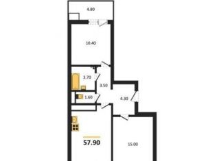 Продам двухкомнатную квартиру, 57.9 м2, Воронеж