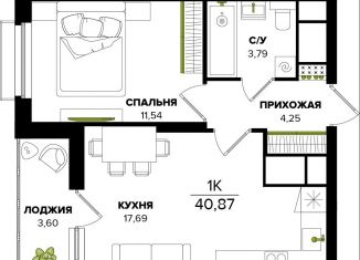 Продается 1-ком. квартира, 37.3 м2, Тула
