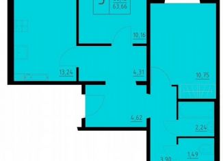 Трехкомнатная квартира на продажу, 63.7 м2, Пермь