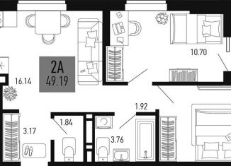 Продаю 2-комнатную квартиру, 49.2 м2, Аксай